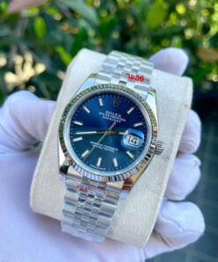 Đồng hồ Rolex DateJust nam xanh blue máy cơ automatic dây kim loại super fake 41mm