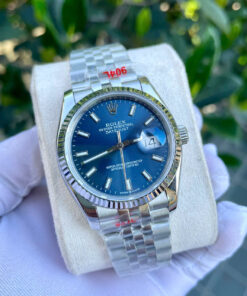 Đồng hồ Rolex DateJust nam xanh blue máy cơ automatic dây kim loại super fake 41mm