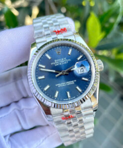 Đồng hồ Rolex DateJust nam xanh blue máy cơ automatic dây kim loại super fake 41mm