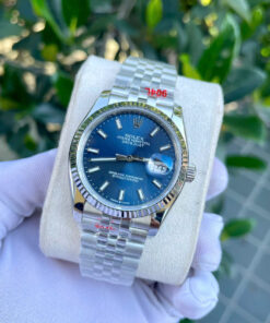 Đồng hồ Rolex DateJust nam xanh blue máy cơ automatic dây kim loại super fake 41mm