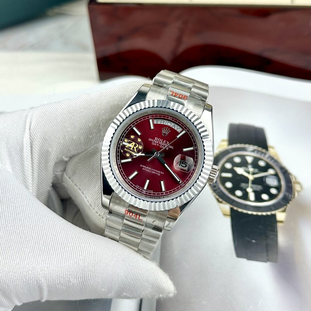 Đồng hồ Rolex Day-Date nam máy cơ Nhật cọc số dạ quang Fake 1:1 40mm