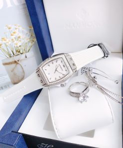 Đồng hồ chính hãng Hanboro nữ đính đá màu trắng 36mm (2)