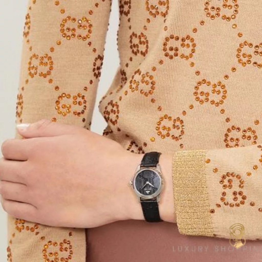 Đồng hồ nữ Gucci Ladies YA 126579 like auth dây da mặt đen 27mm