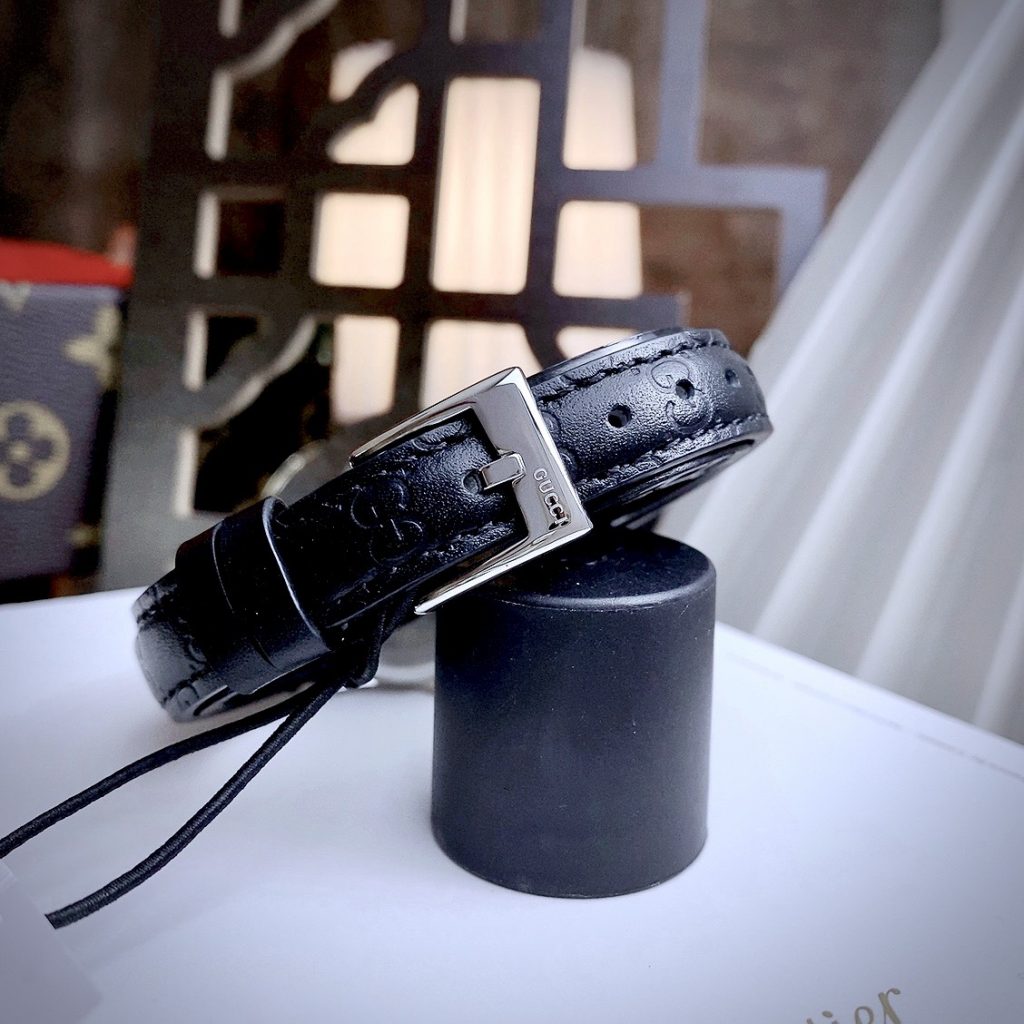 Đồng hồ nữ Gucci Ladies YA 126579 like auth dây da mặt đen 27mm