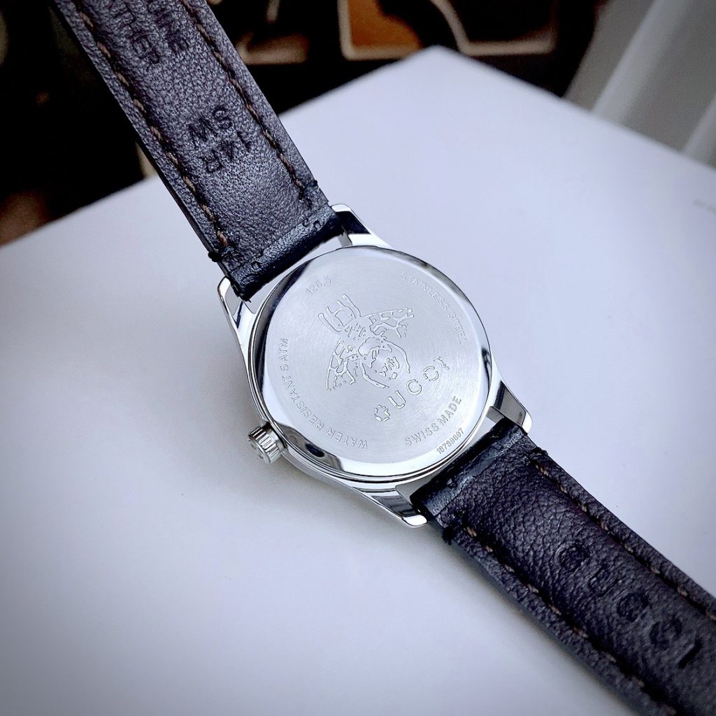 Đồng hồ nữ Gucci Ladies YA 126579 like auth dây da mặt đen 27mm