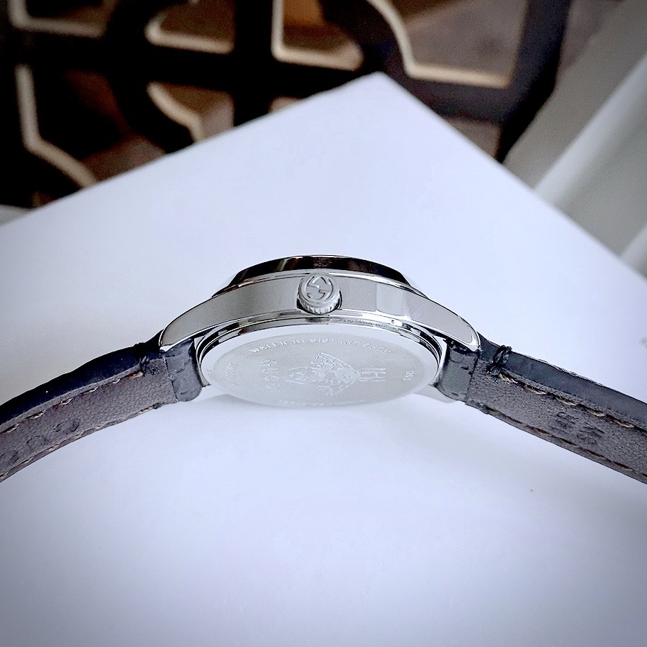 Đồng hồ nữ Gucci Ladies YA 126579 like auth dây da mặt đen 27mm