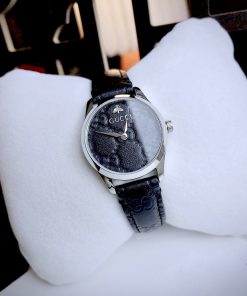 Đồng hồ nữ Gucci Ladies YA 126579 like auth dây da mặt đen 27mm