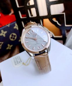 Đồng hồ nữ Omega Seamaster Aqua Terra day da mặt xám 34mm