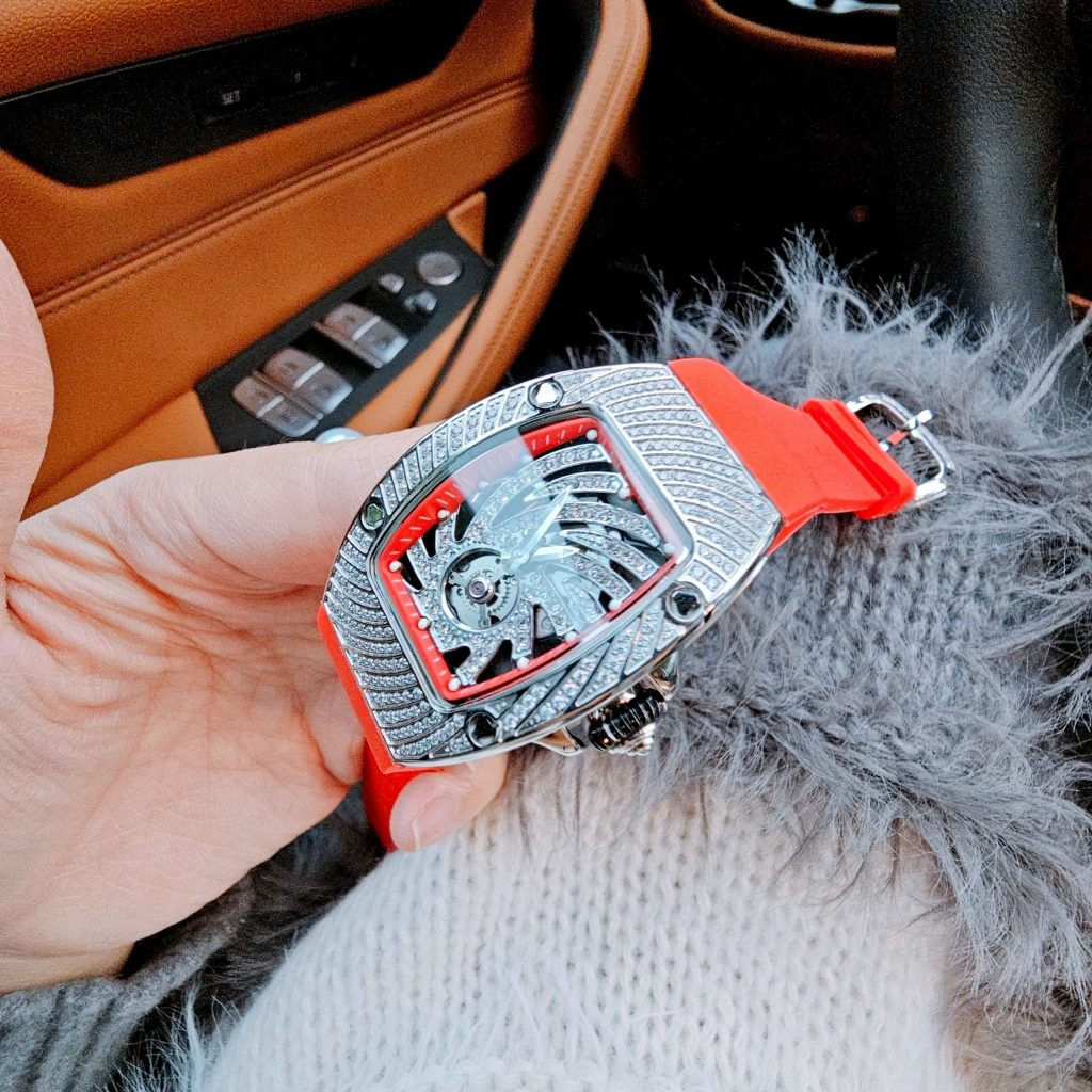 Đồng hồ nữ chính hãng Hanboro đính đá mặt lốc xoáy 36mm (5)