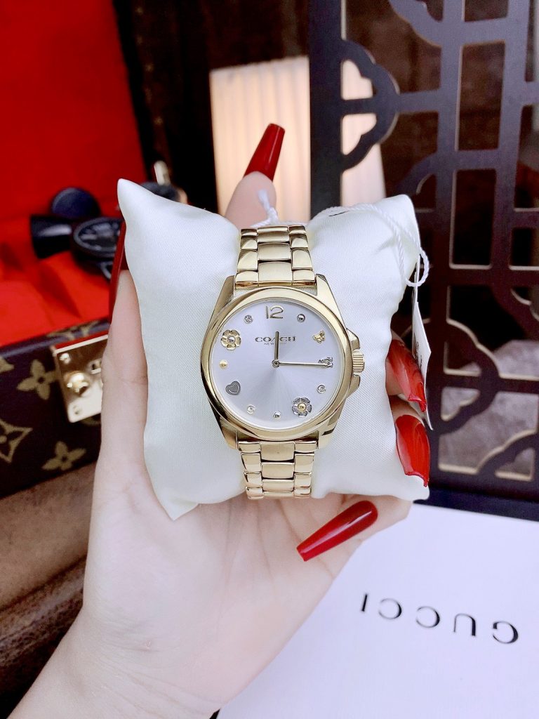 Đồng hồ Coach nữ dây kim loại Coach New York phiên bản cánh hoa 37mm