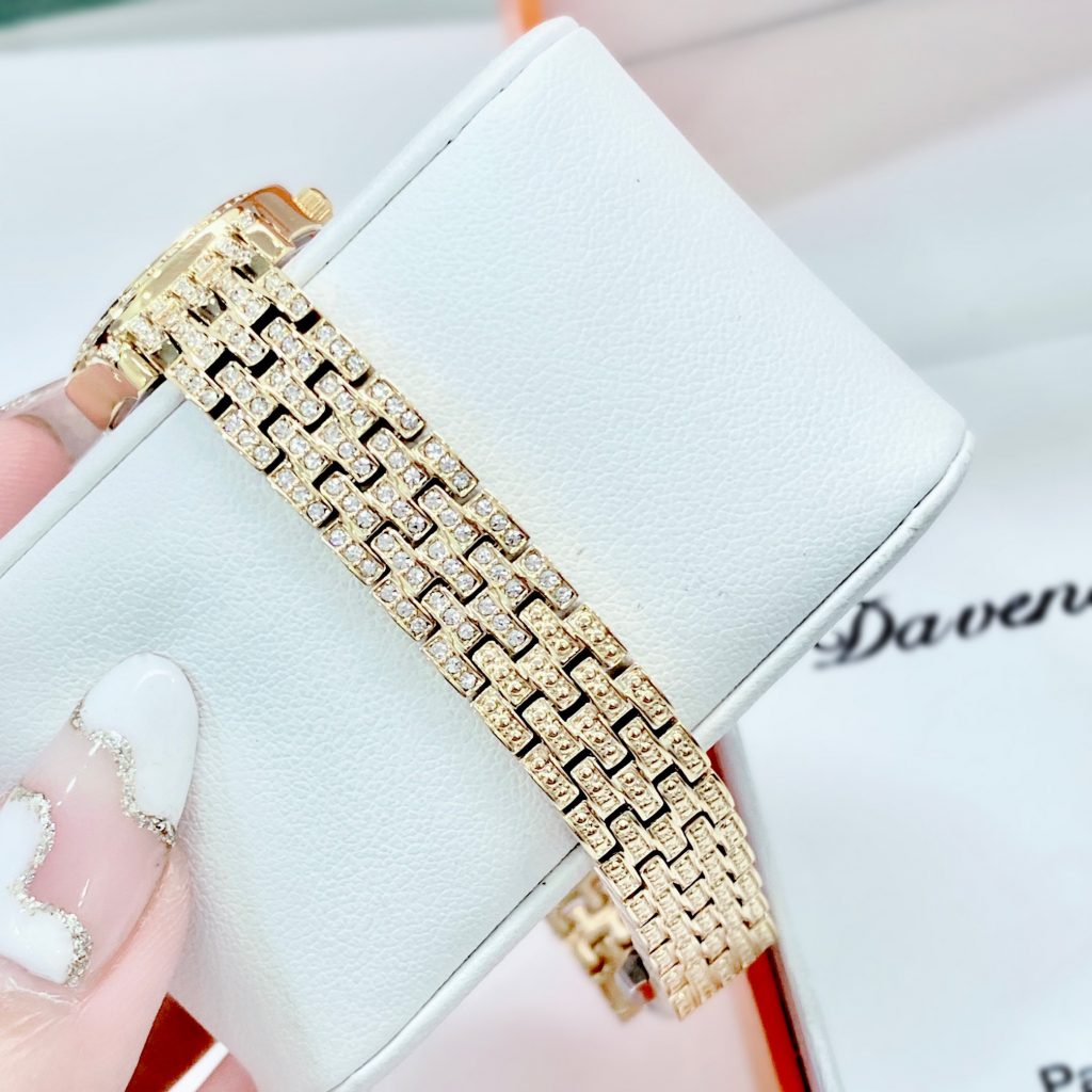 Đồng hồ Davena 61511 nữ chính hãng dây kim loại đính đá 22mm