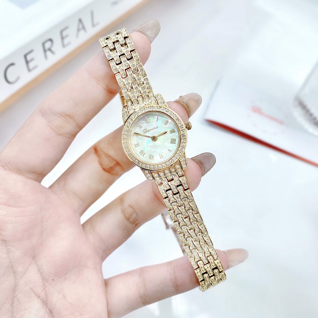 Đồng hồ Davena 61511 nữ chính hãng dây kim loại đính đá 22mm