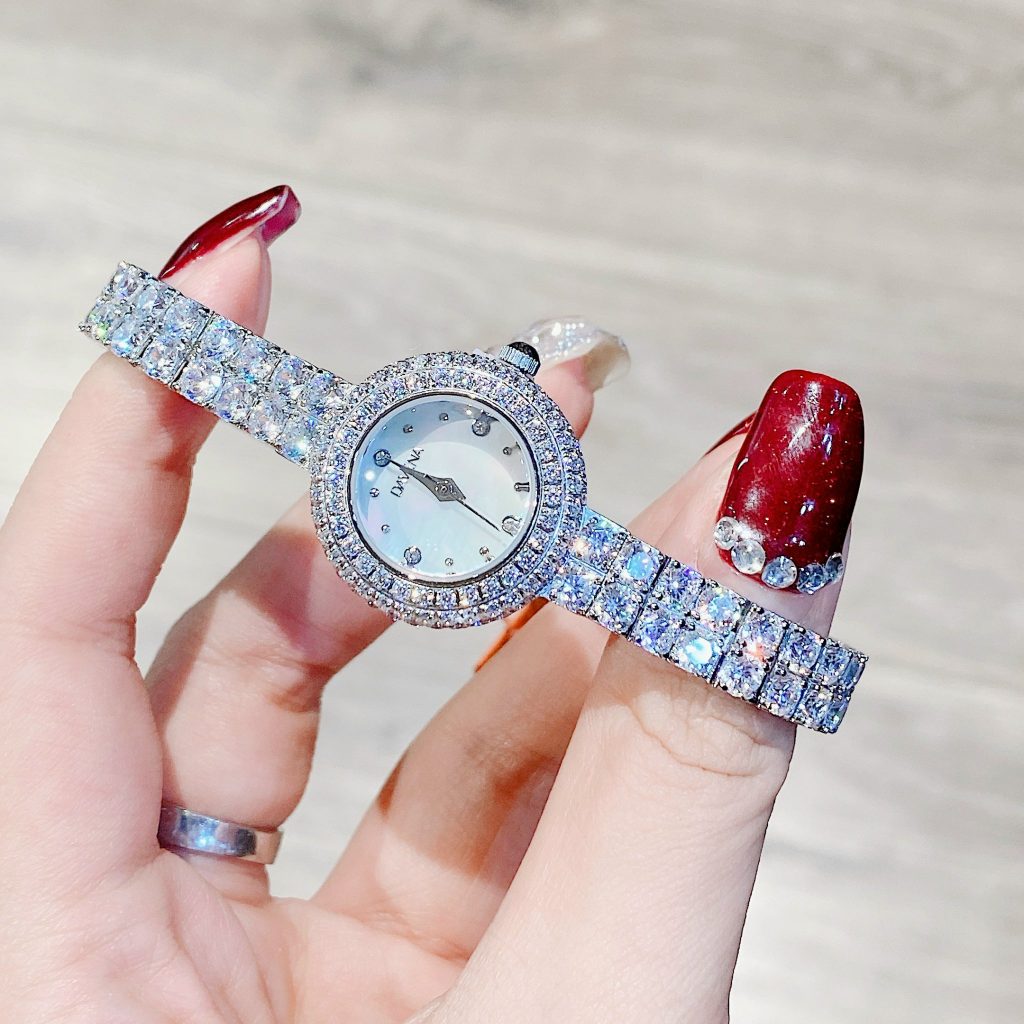Đồng hồ Davena chính hãng nữ Davena D60858 đính đá mặt khảm trai 26mm