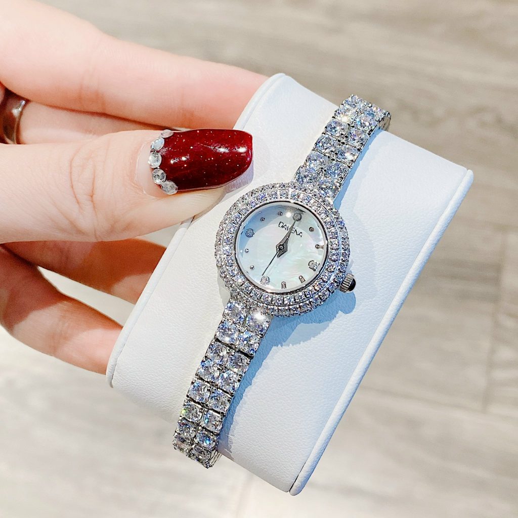 Đồng hồ Davena chính hãng nữ Davena D60858 đính đá mặt khảm trai 26mm