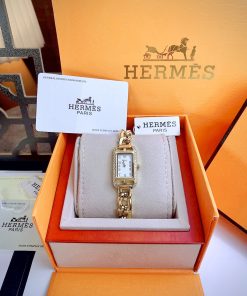 Đồng hồ Hermes nữ HERMES NANTUCKET màu vàng Gold đính đá 20x34mm