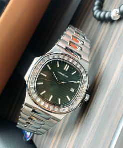 Đồng hồ nam Hanboro chính hãng cọc số dạ quang viền đính đá 40mm (2)