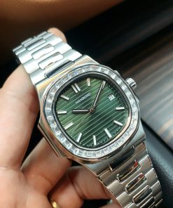 Đồng hồ nam Hanboro chính hãng cọc số dạ quang viền đính đá 40mm (2)
