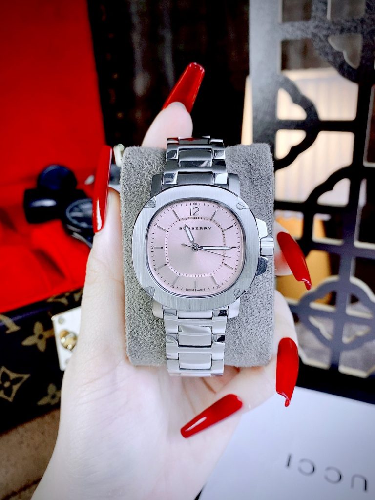 Đồng hồ Burberry The Britain nữ mặt hồng Like auth 34mm
