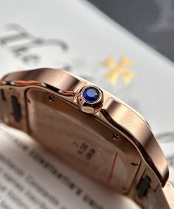 Đồng hồ Cartier Santos de Cartier Rep 11 màu vàng hồng BV Factory 39 (9)