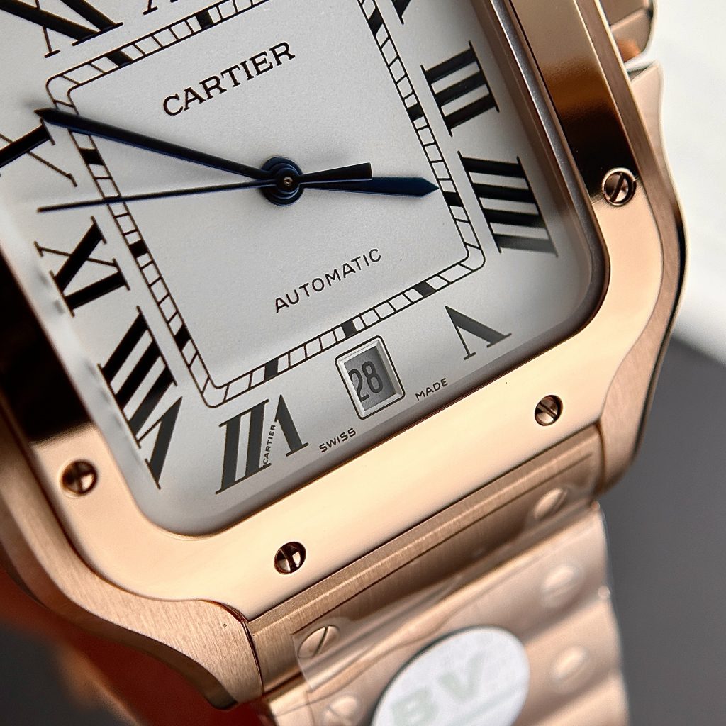 Đồng hồ Cartier Santos de Cartier Rep 11 màu vàng hồng BV Factory 39 (9)