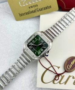 Đồng hồ Cartier Santos nam mặt đính đá Fake cao cấp 40mm