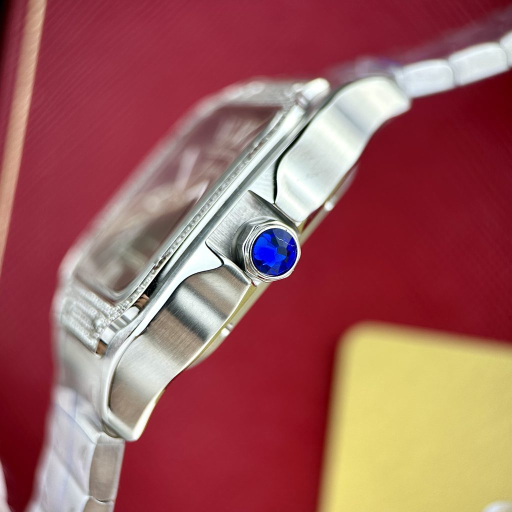 Đồng hồ Cartier Santos nam mặt đính đá Fake cao cấp 40mm