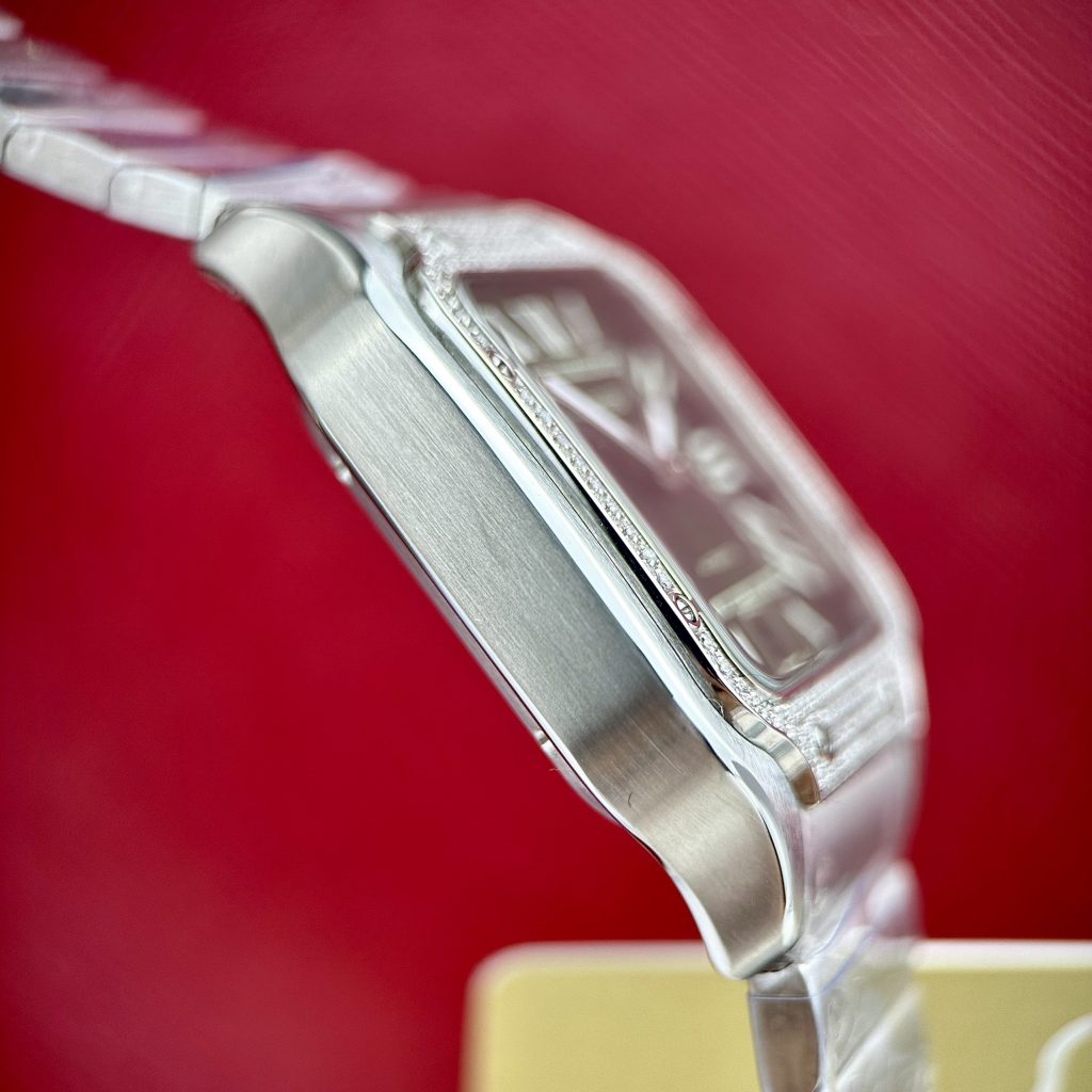 Đồng hồ Cartier Santos nam mặt đính đá Fake cao cấp 40mm