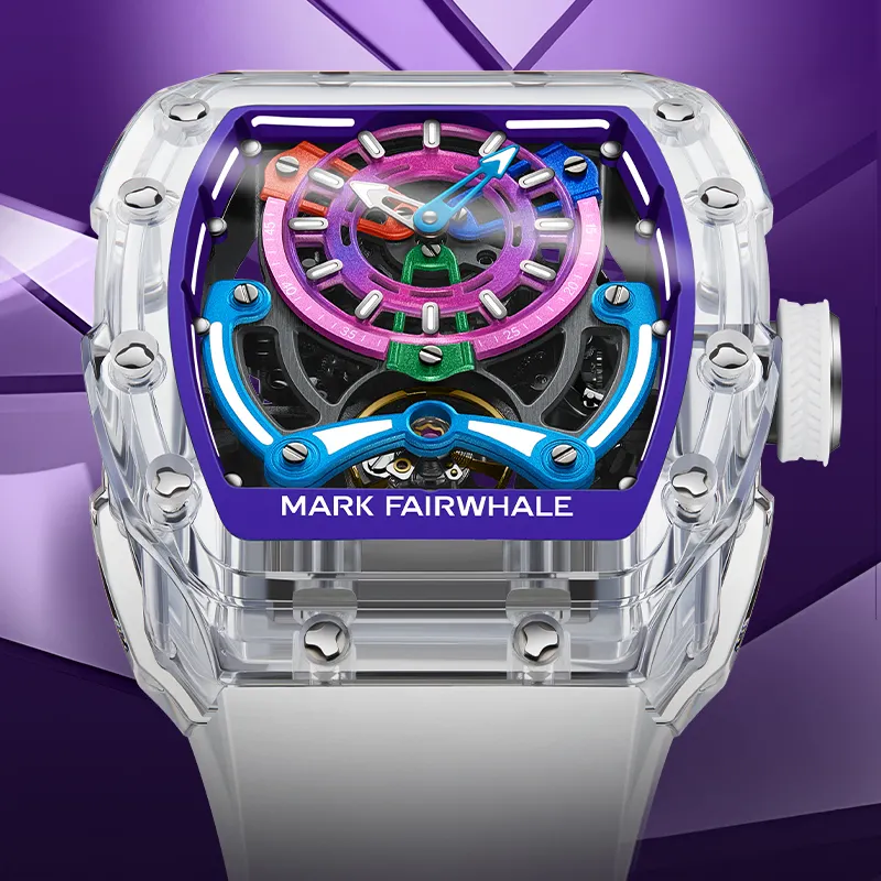 Đồng hồ Mark Fairwhale 6770 chính hãng nam dáng thùng rượu trong suốt 42mm (1)