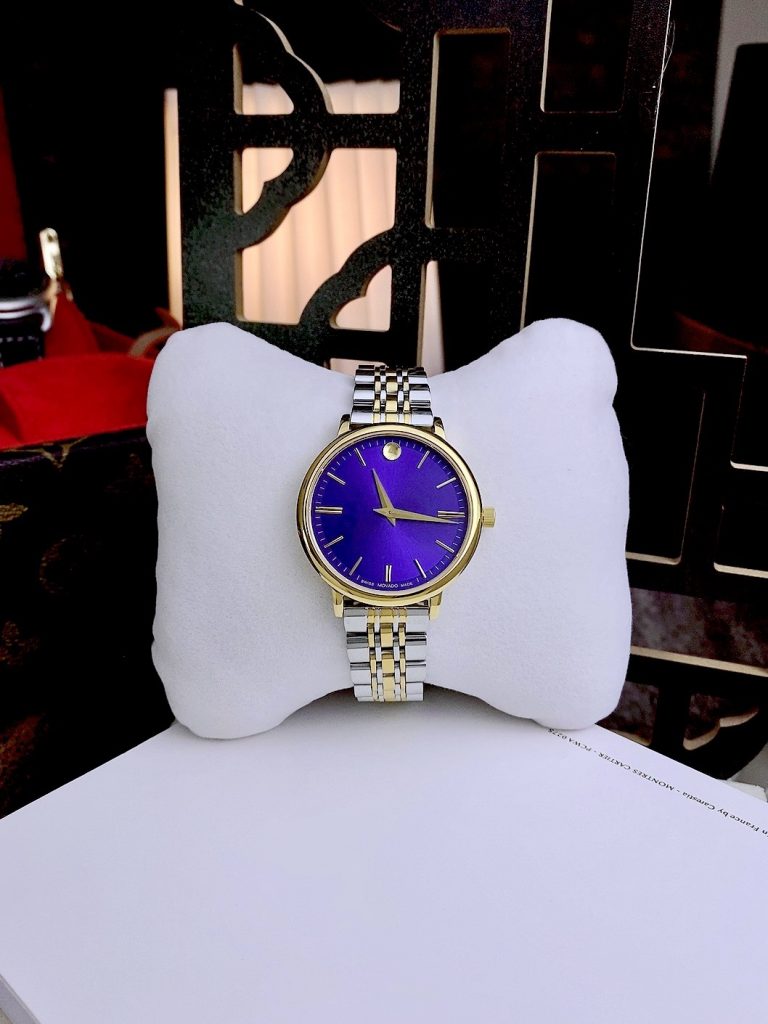 Đồng hồ Movado nữ mặt màu tím Super Fake 34mm