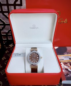 Đồng hồ Omega Deville nữ mặt màu nâu máy Nhật Super Fake 34mm