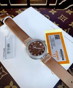 Đồng hồ Omega Deville nữ mặt màu nâu máy Nhật Super Fake 34mm