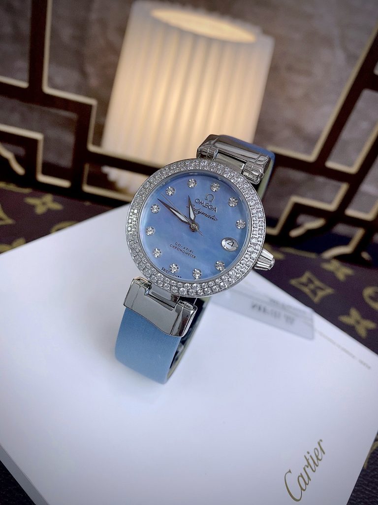 Đồng hồ Omega Deville nữ mặt xà cừ Fake giá rẻ 34mm