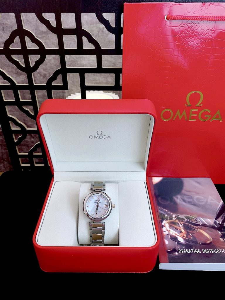 Đồng hồ Omega Ladymatic nữ mặt khảm trai Super Fake 34mm