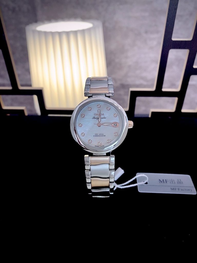 Đồng hồ Omega Ladymatic nữ mặt khảm trai Super Fake 34mm