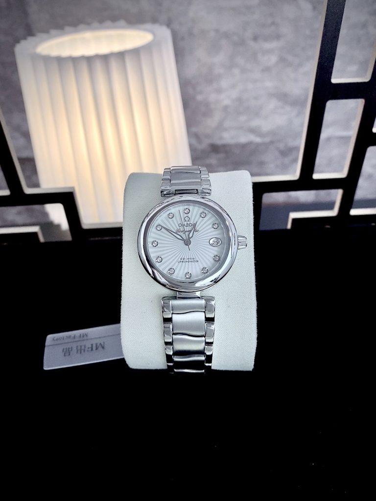 Đồng hồ Omega Ladymatic nữ mặt trắng Super Fake giá rẻ 34mm