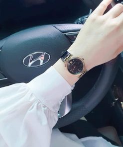 Đồng hỗ Versace Ladies Meander Black nữ màu Vàng Gold like auth 34mm