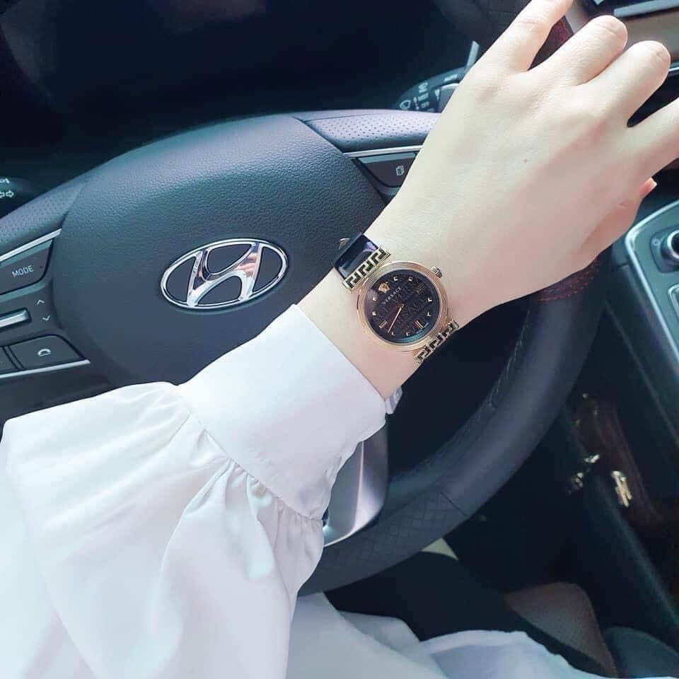 Đồng hỗ Versace Ladies Meander Black nữ màu Vàng Gold like auth 34mm