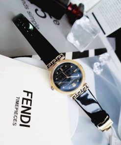 Đồng hỗ Versace Ladies Meander Black nữ màu Vàng Gold like auth 34mm