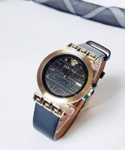 Đồng hỗ Versace Ladies Meander Black nữ màu Vàng Gold like auth 34mm