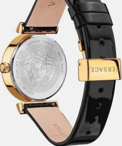 Đồng hỗ Versace Ladies Meander Black nữ màu Vàng Gold like auth 34mm