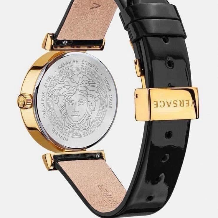 Đồng hỗ Versace Ladies Meander Black nữ màu Vàng Gold like auth 34mm