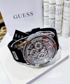 Đồng hồ nam Guess dây cao su đính đá GW0537G1 Like auth 48mm