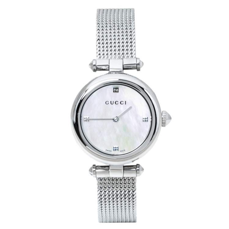 Đồng hồ nữ Gucci Pearl Diamantissima mặt trắng Like Auth 27mm