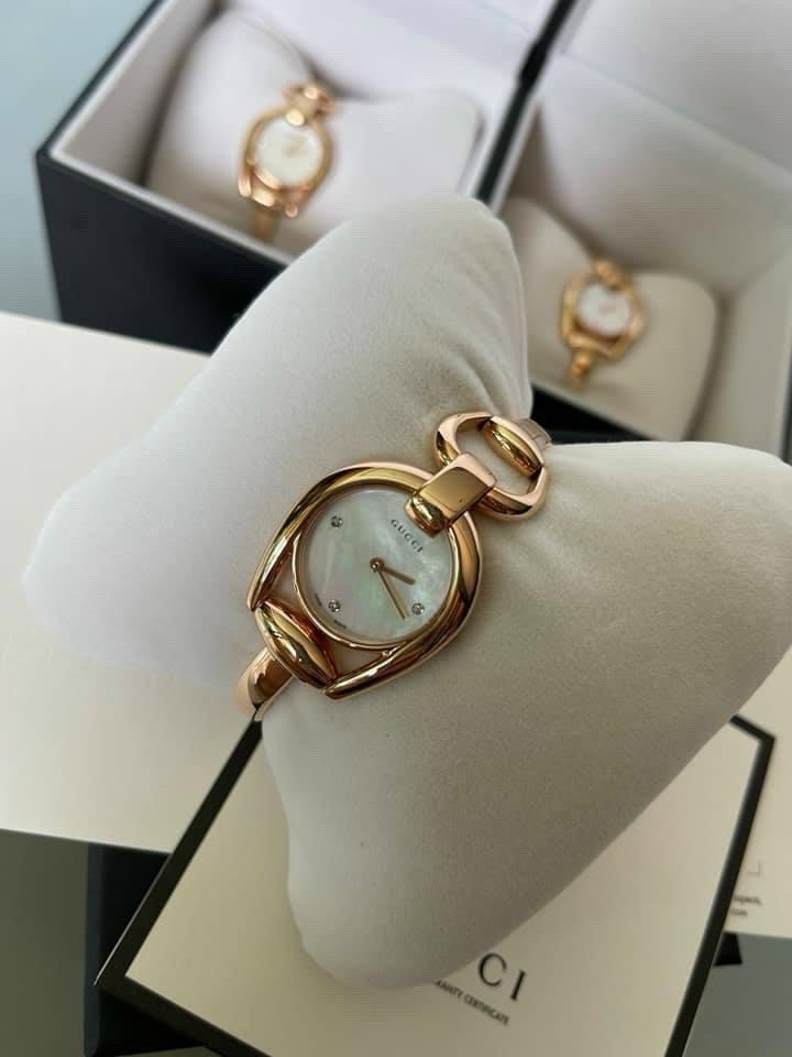 Đồng hồ nữ Gucci Ya 139508 Rose Gold Like auth 28mm