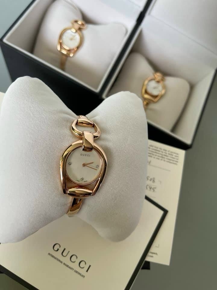 Đồng hồ nữ Gucci Ya 139508 Rose Gold Like auth 28mm