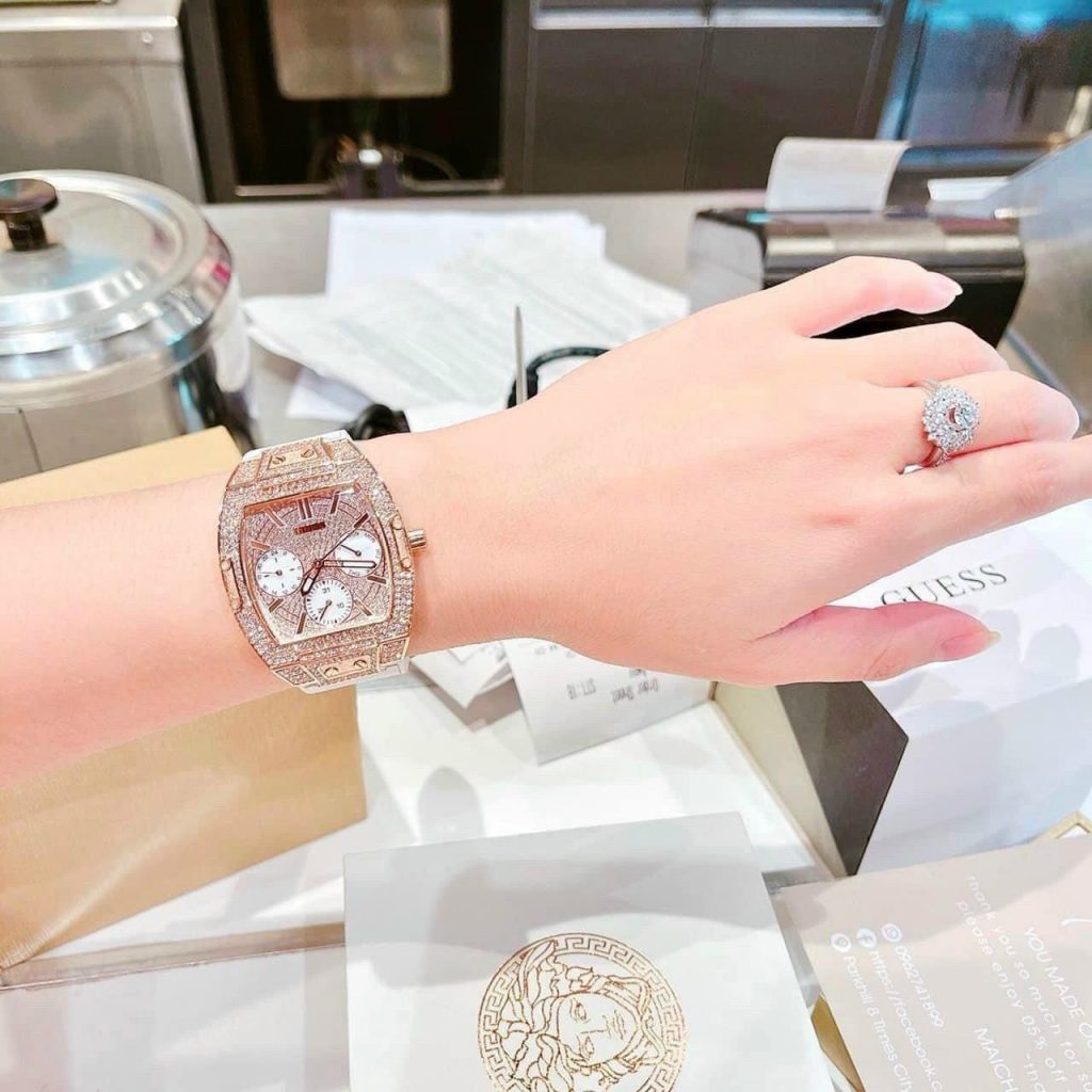 Đồng hồ nữ Guess Rose Gold Slicone White GW0105L3 Like auth 38mm