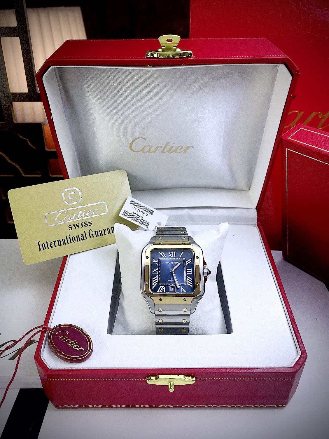 Đồng hồ Cartier Santos nam máy cơ Nhật Fake giá rẻ 40mm (1) Đồng hồ Cartier Santos nam máy cơ Nhật Fake giá rẻ 40mm