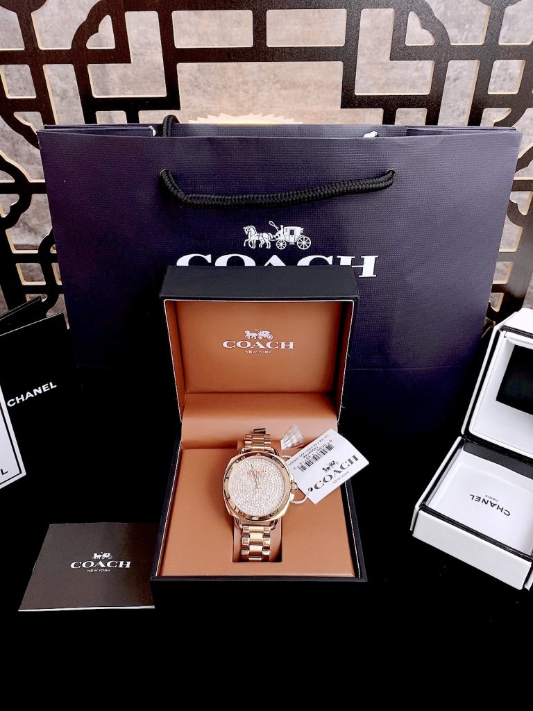 Đồng hồ Coach Tatum nữ mặt tròn đính đá Like Auth 34mm