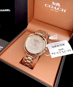 Đồng hồ Coach Tatum nữ mặt tròn đính đá Like Auth 34mm
