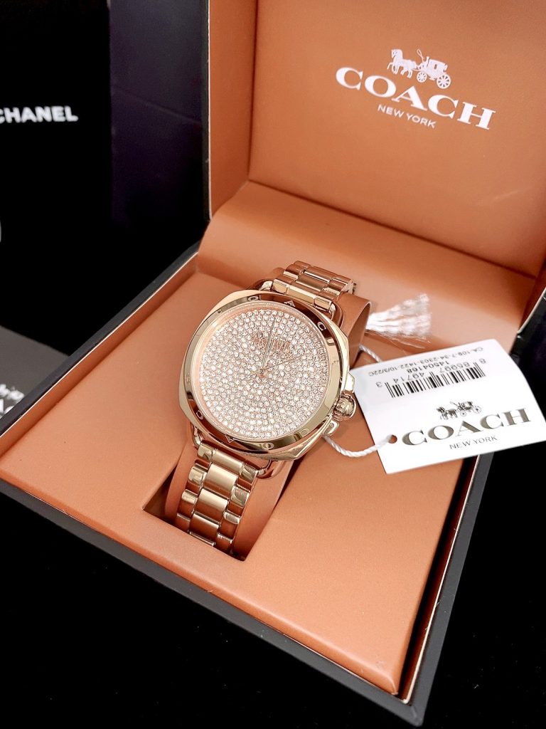 Đồng hồ Coach Tatum nữ mặt tròn đính đá Like Auth 34mm